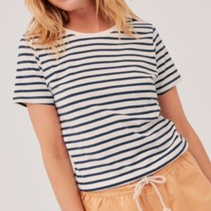 PACT Softspun Sailor Stripe Crew Neck Tee - M